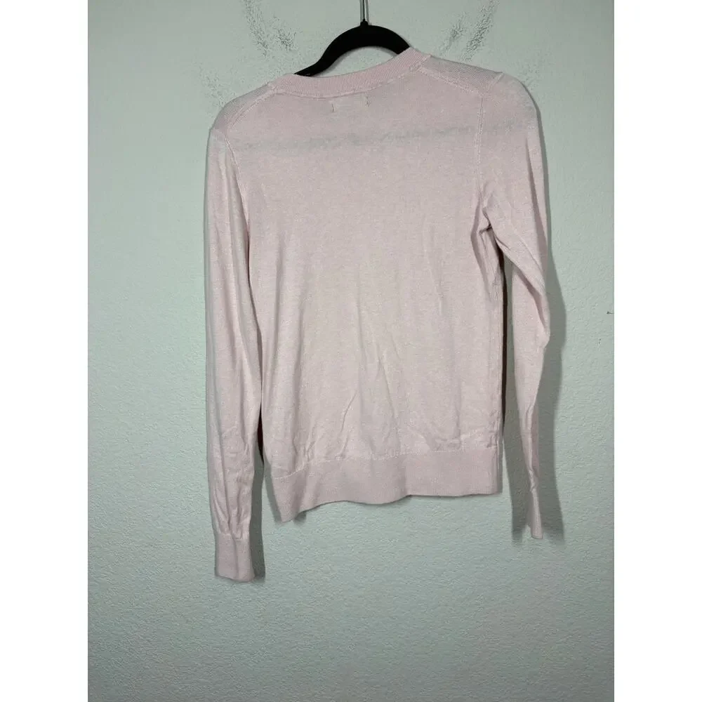 Quince XS Lightweight Cotton Cashmere Crew Sweater Sugar Stone Pink Pullover